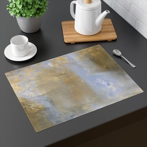 Placemat in Rustic Watercolor Abstract Paint, Custom Designed Contemporary Abstract Art Table Mat, Cotton Table Linen, Fabric Table Mat Gift