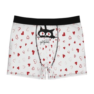 Atomic Cat Men's Boxer Briefs, Gift for Boyfriend, Gift for Husband, Mid Mod Atomic Peeping Cat Valentines Men's Underwear
