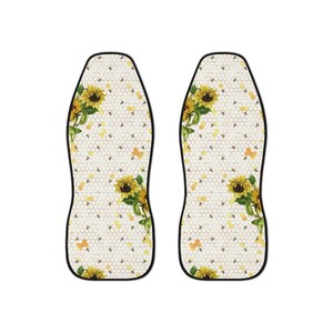 Sunflower and Bees Car Seat Covers, Custom Car Front Seat Covers, Vehicle Accessory For Women, Seat Protector, Car Accessory, Birthday Gifts image 2