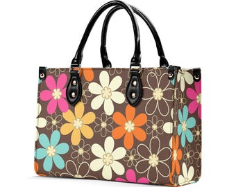 Retro 60s Mod Daisy Handbag, Mid Century Modern Floral Groovy Mod Purse