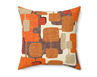 Retro Geometric Mid Century Modern Throw Pillow, Mid Mod Vintage Atomic Age Decor, MCM Cushions, Living Room Accent Pillow - 126881823