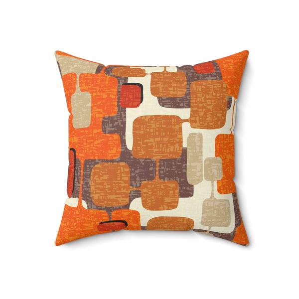 Retro Geometric Mid Century Modern Throw Pillow, Mid Mod Vintage Atomic Age Decor, MCM Cushions, Living Room Accent Pillow - 126881823