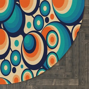 70s Groovy Hippie Mid Century Modern Round Rug, Retro Psychedelic Orbs Living Room, Bedroom Accent Rug, MCM Home Decor, Bedroom Aesthetic immagine 5