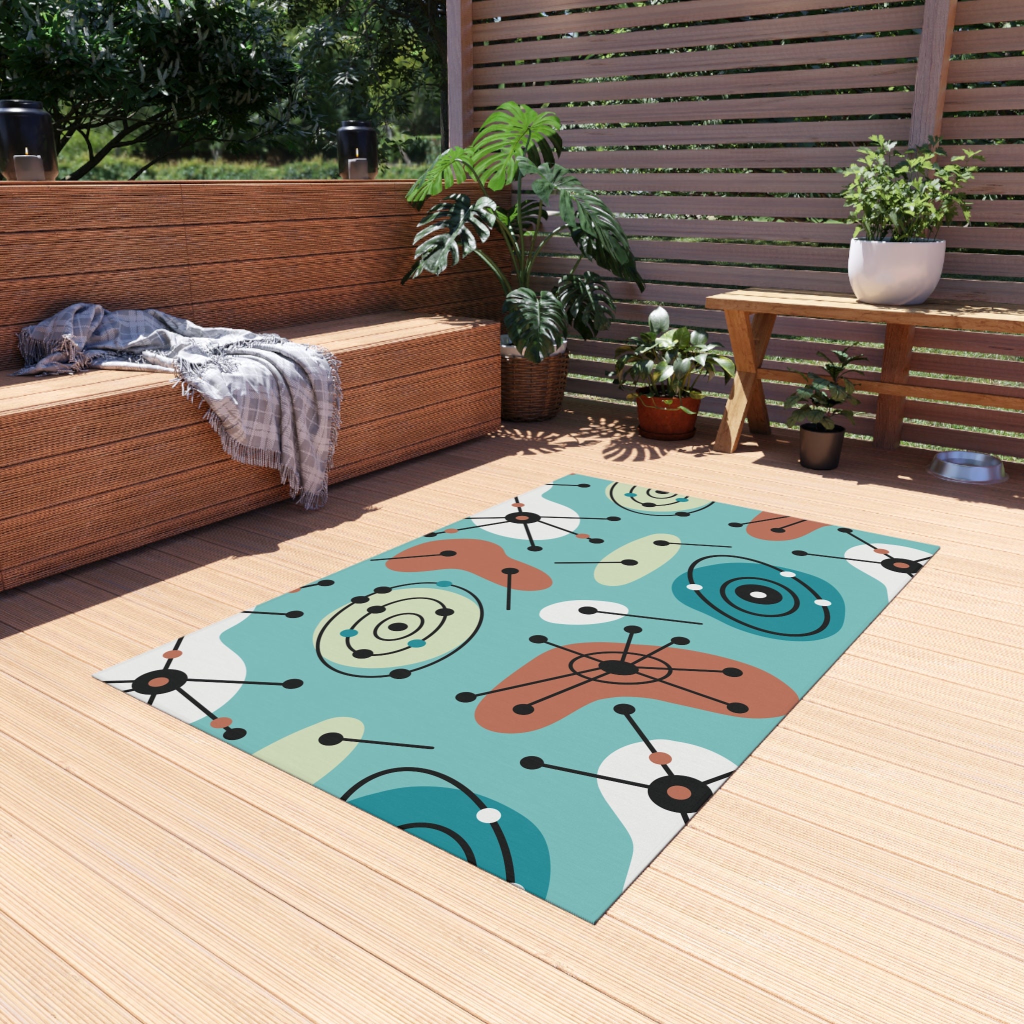 Retro Atomic 50s Indoor-outdoor Rug, Mid Century Modern Patio Carpet ...