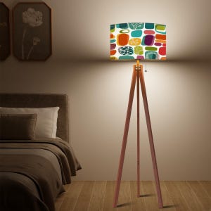 Retro Amoeba MCM Tripod Floor Lamp, Mid Century Modern Abstract Wooden Standing Light