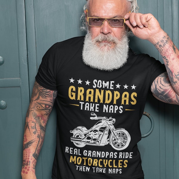 Biker Grandpas Shirt für Vatertag, Geburtstagsgeschenke, echte Opas fahren Motorräder, dann nehmen Nickerchen Shirt, lustiges Biker Shirt, Opa Geschenk