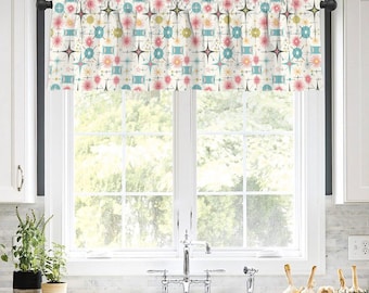 Atomic Starburst Window Valance, Mid Century Modern MCM Kitchen Decor
