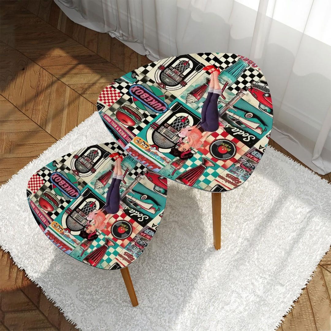 Retro Diner Pin-up Nesting Tables, 50s Vintage Jukebox Furniture