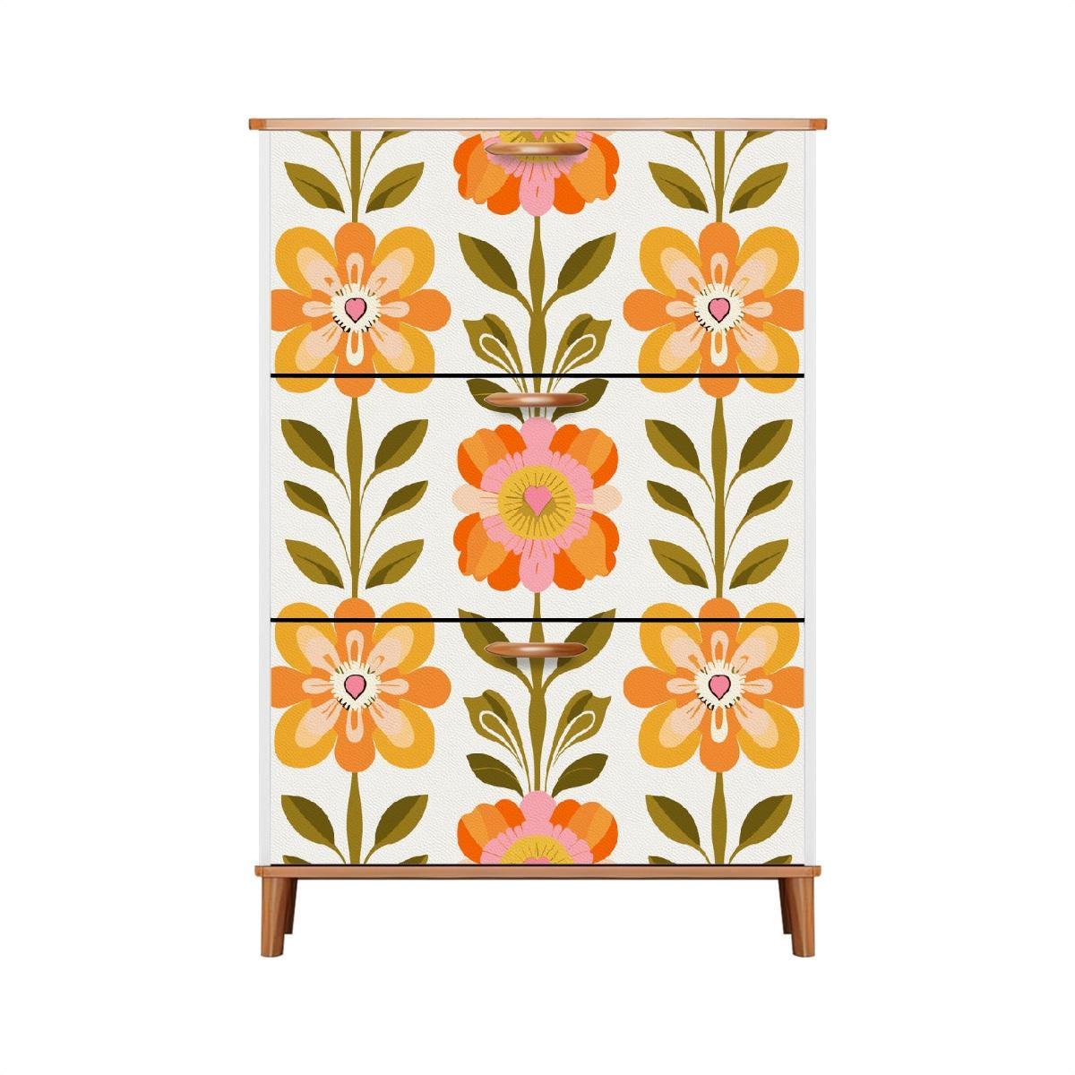 ごま　JOURNALSTANDARD FURNITURE Flower Scandinavian Mid Century Modern Shoe Cabinet, Danish Floral