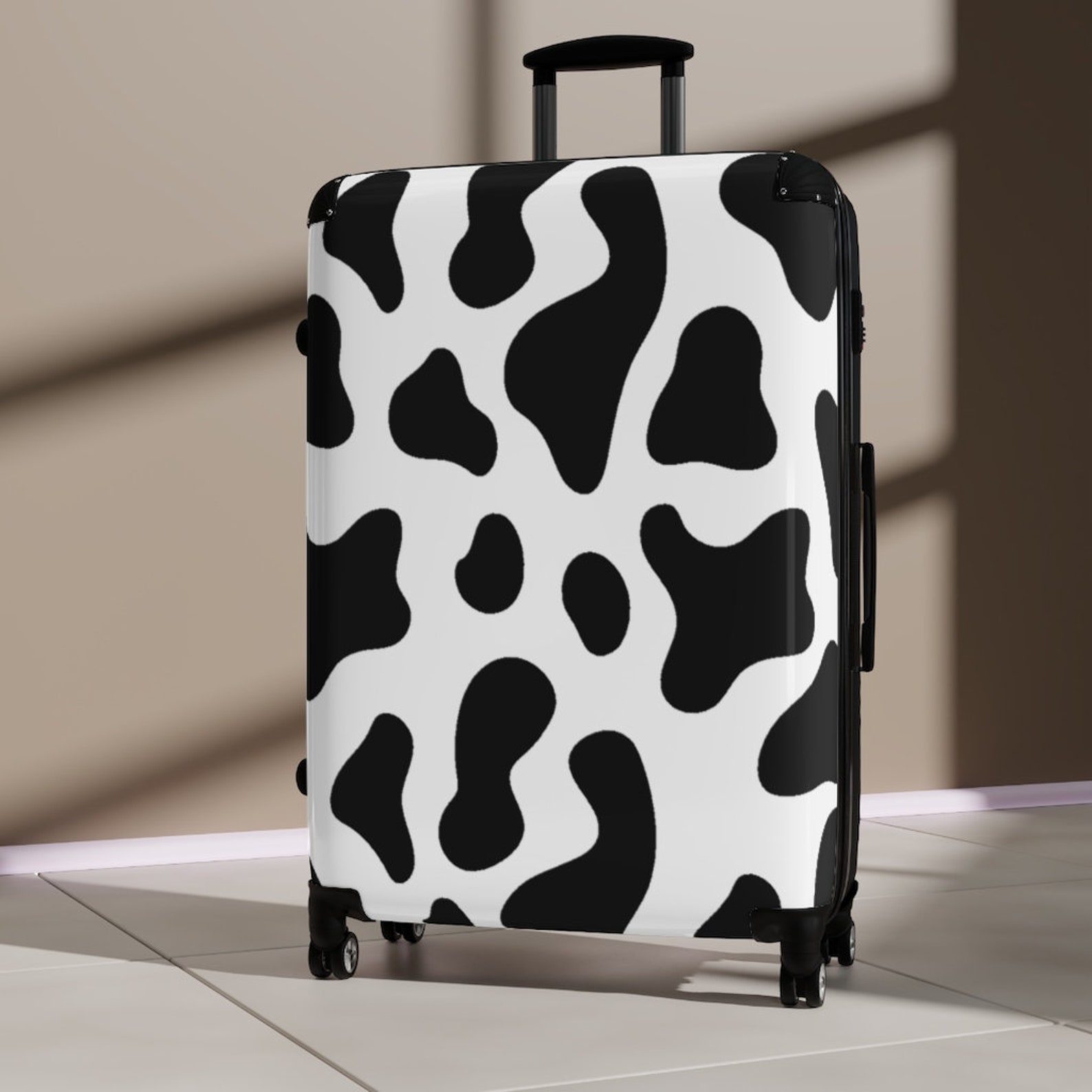 Suitcase Set in Black & White Cow Print Custom Designed | Etsy