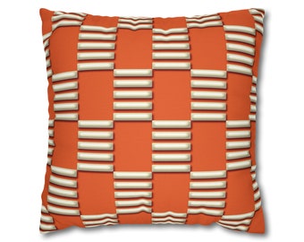Mid Century Modern Orange Beige Throw Pillow Cover, 70s Retro Cushion Covers, Geometric Accent Pillowcase, Living Room, Bedroom Retro Decor