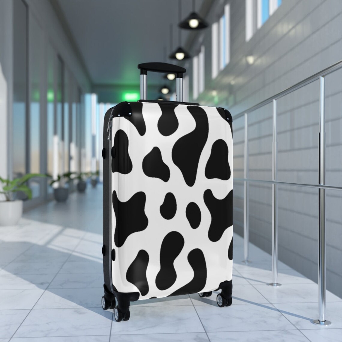 Suitcase Set in Black & White Cow Print Custom Designed - Etsy