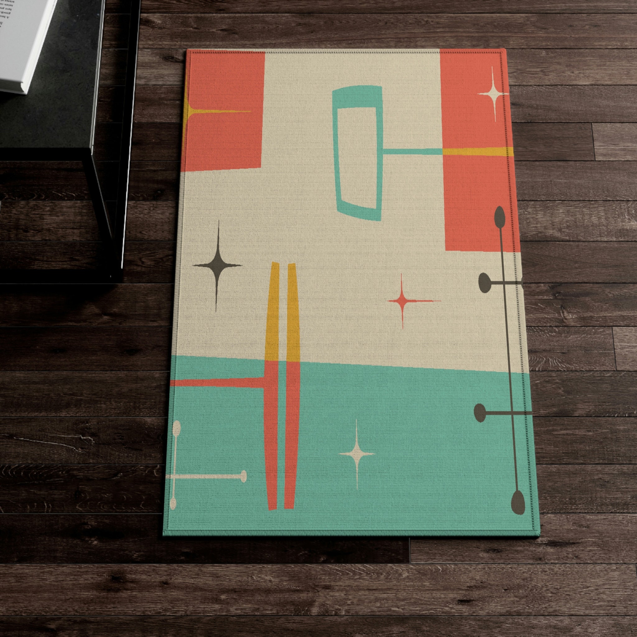Atomic Fallout Rug Mid Century Modern Area Rug, Atomic Starburst Geometric Abstract ...