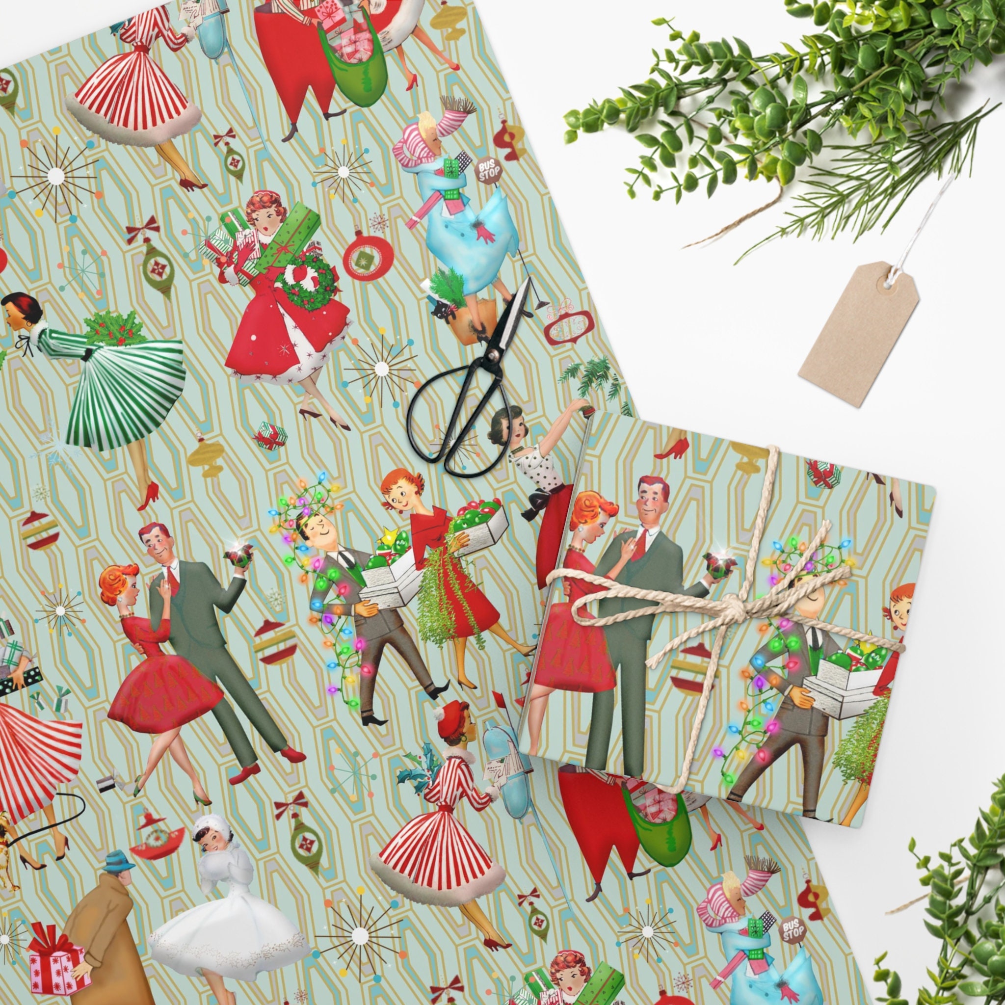 Vintage Christmas Wrapping Paper Printable Download North Pole Santa