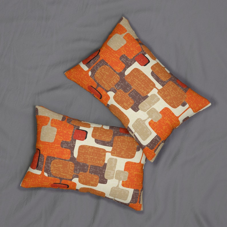 Retro Geometric Mid Century Modern Lumbar Pillow, Mid Mod Vintage Atomic Age Decor image 6