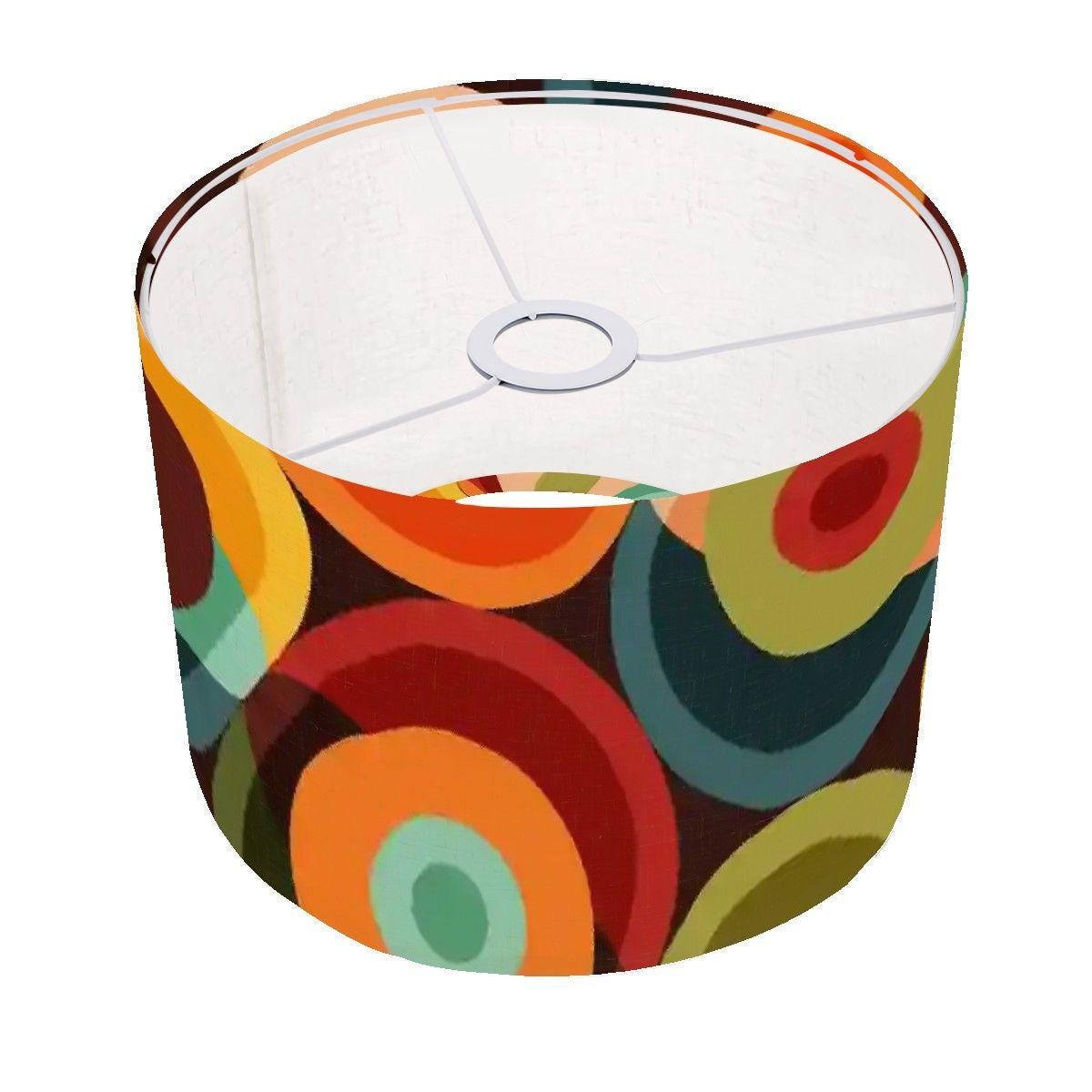 Retro Orb Lamp Shade: Mid Century Modern Groovy Print, Linen Fabric