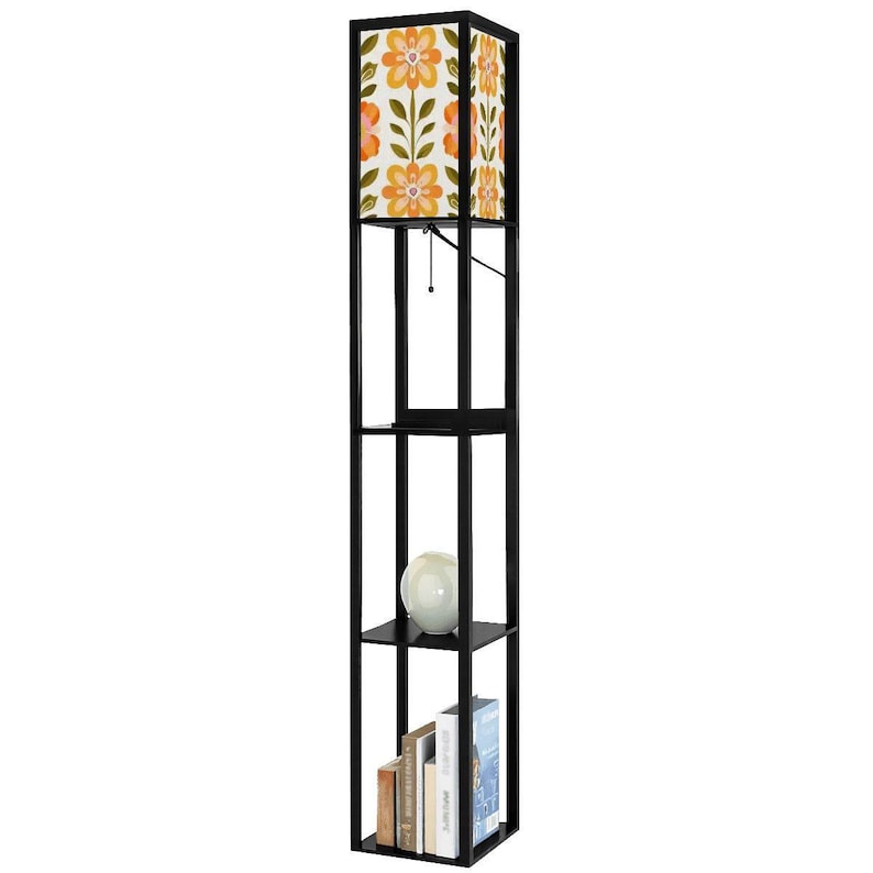 Scandinavian Modern Danish Floral Shelf Floor Lamp, Mid Century Bookcase Light Bild 10