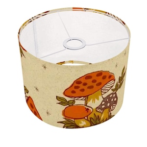 Merry Mushroom Mid Century Modern Lampshade, Retro 70s Kitchen Toadstool Accent Lighting