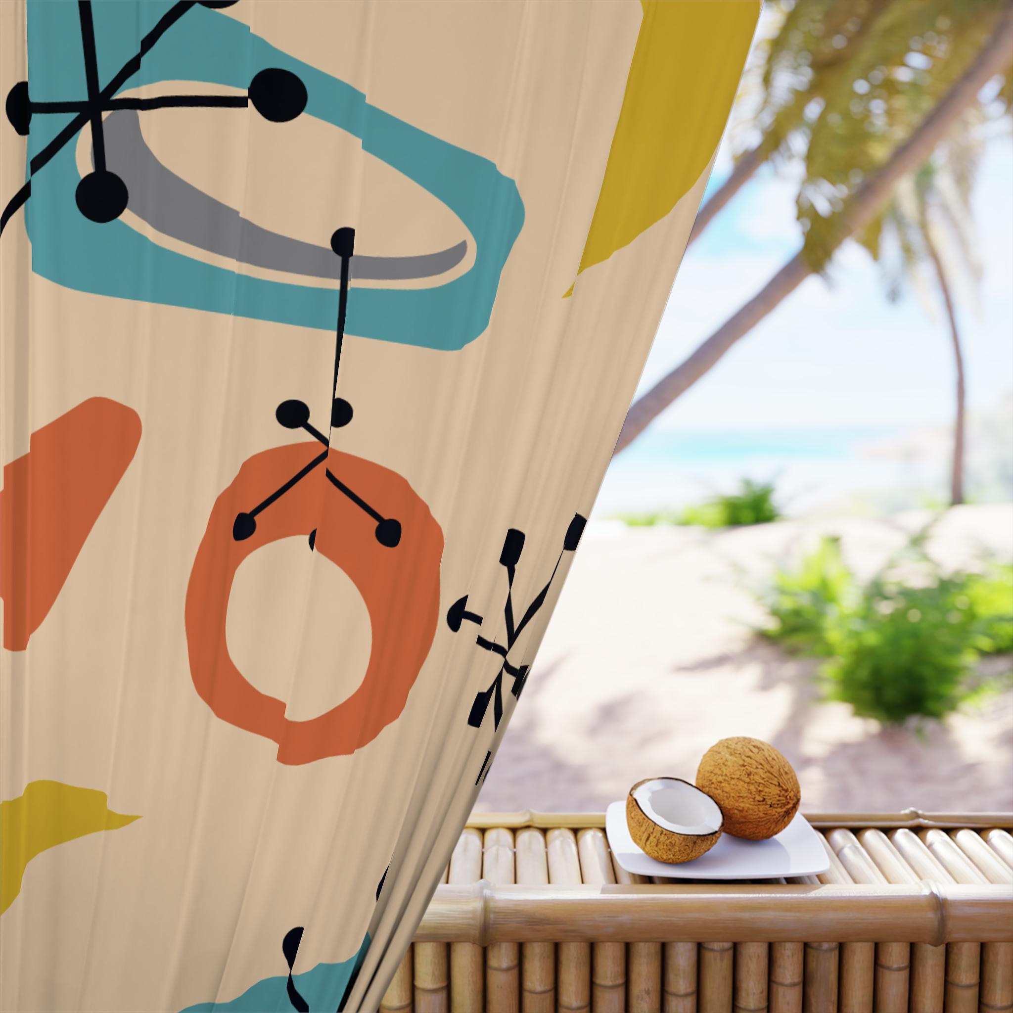 レトロ 1950 年代 ミッドセンチュリー モダン ウィンドウカーテン