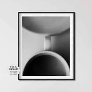 Printable photography coffee bar decor - Black & white rustic farmhouse kitchen wall art - Cup and saucer picture -Minimalist artistic photo