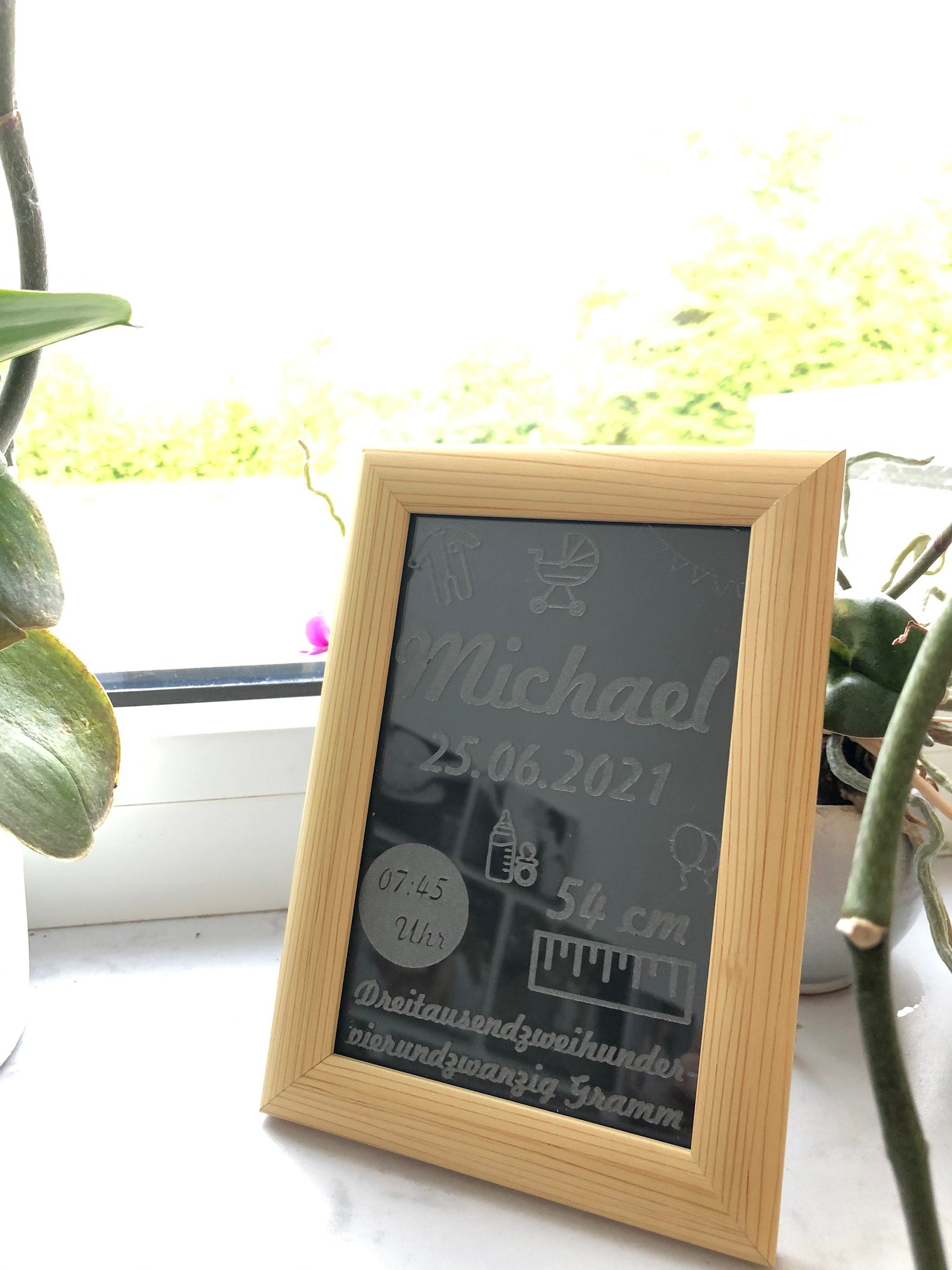 Laser engraved glass in the picture frame Etsy
