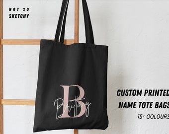 Custom Name & Letter Tote Bag - Perfect Shopping Bag, Laptop Bag, Gift Bag, Uni Bag and Personalised Bag