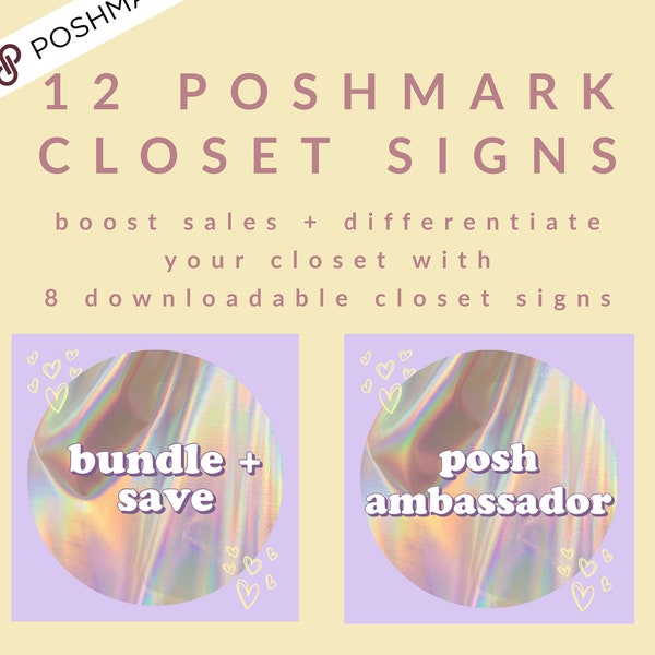 Poshmark Closet Signs | Metallic On-Trend + Fun Design | Instant Digital Download | Customize your Closet