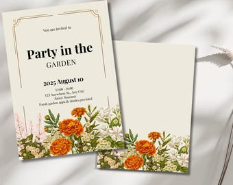 Inbjudan till fest i botanisk trädgård: Redigerbar Canvas-mall (5x7) (Digital nedladdning)