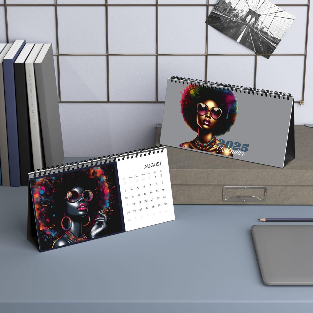 black-woman-retro-desk-calendar-2025-african-american-girl-african