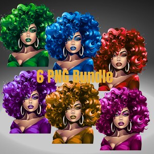 Black Women PNG Bundle Clip Art, 6 PNG Images,