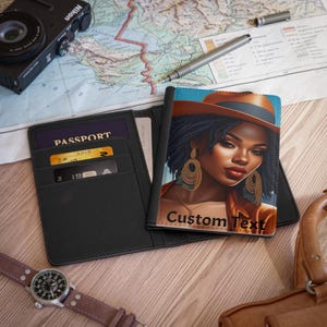 Passport Cover, Travel Document Holder, Ethnic Woman Personalized Passport Case, Black Female Travel Accessories, Customized African