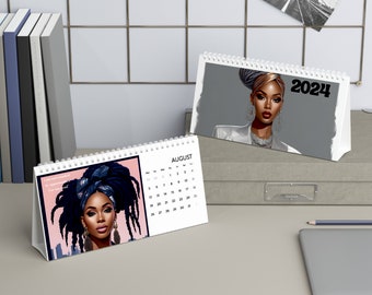 Black Woman, Affirmation Calendar for African American Women | Black Woman Desk Calendar (2024 grid)