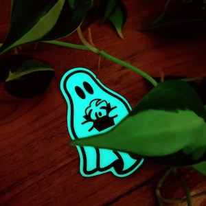 Glow In The Dark Ghost Sticker: Waterproof Matte Vinyl