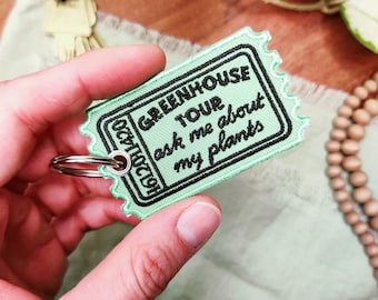 Ticket to the Greenhouse Tour Embroidered Keychain | Admit One