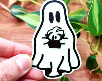 Glow In The Dark Ghost Sticker: Waterproof Matte Vinyl