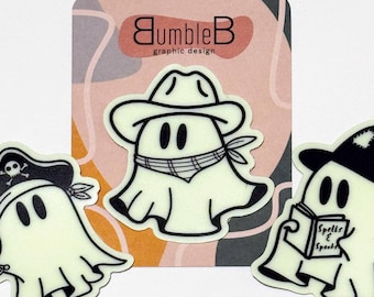 Glow In The Dark Ghost Stickers: Waterproof Matte Vinyl