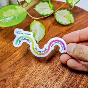 Mental Health Vinyl Sticker: Emotion Wheel, Laptop, Water Bottle Setting Boundaries