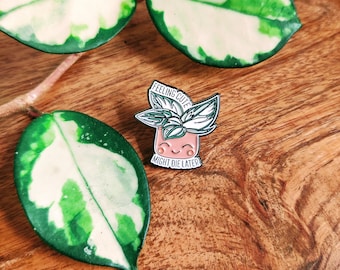 Feeling Cute Plant Enamel Pin, Gunmetal Finish, Lapel Pin
