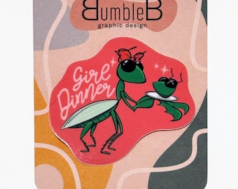 Girl Dinner Praying Mantis Sticker: Waterproof Vinyl Decal - Etsy
