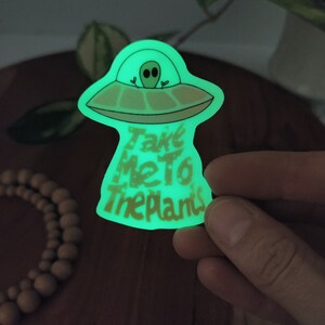 Alien Abduction Glow In The Dark Vinyl Sticker