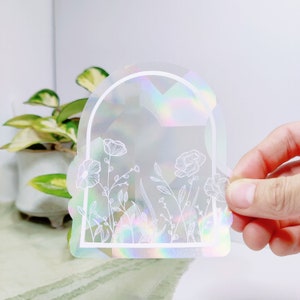 Holographic Flower Suncatcher Sticker: Rainbow Window Vinyl Decal