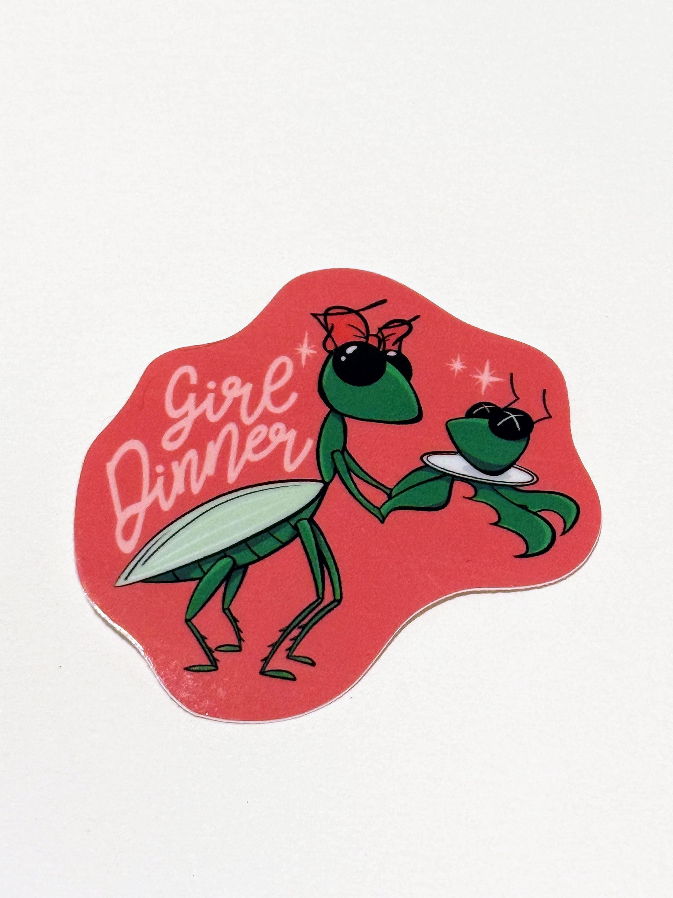 Girl Dinner Praying Mantis Sticker: Waterproof Vinyl Decal - Etsy