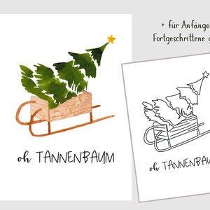 Weihnachtskarten Vorlagen für Aquarell, Vorlagenpaket, Aquarellmalerei, Weihnachten, Motiv-Vorlagen, Digitaler Download, Digitales Produkt, Bild 5