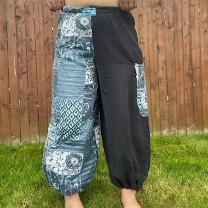 Quilt Sweatpants: Upcycled Boho Hippie Pants with Cinch Ankles