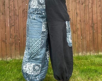 Quilt Sweatpants: Upcycled Boho Hippie Pants with Cinch Ankles