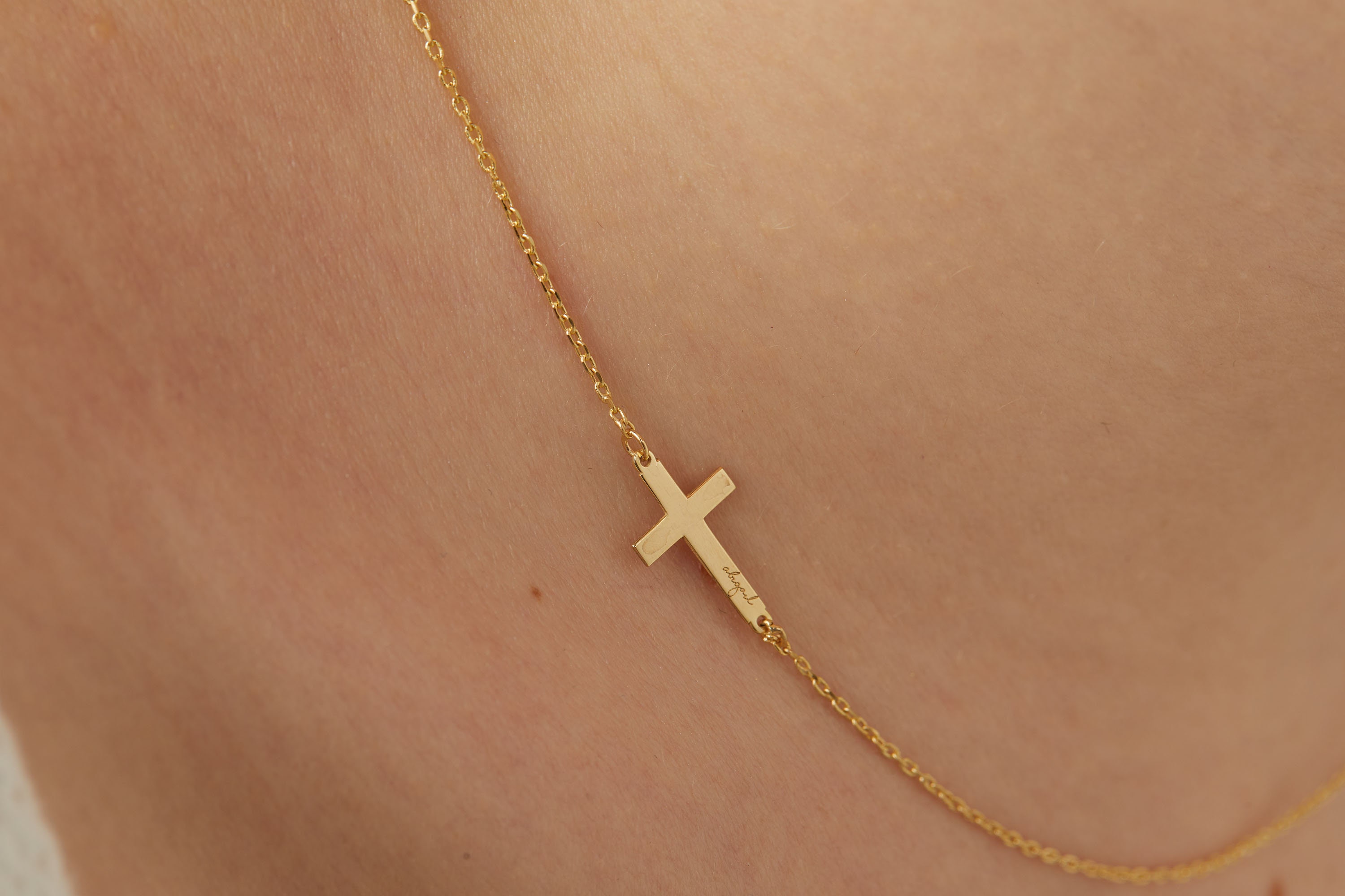 Personalized Cross Necklace 14k Custom Wedding Necklace Etsy