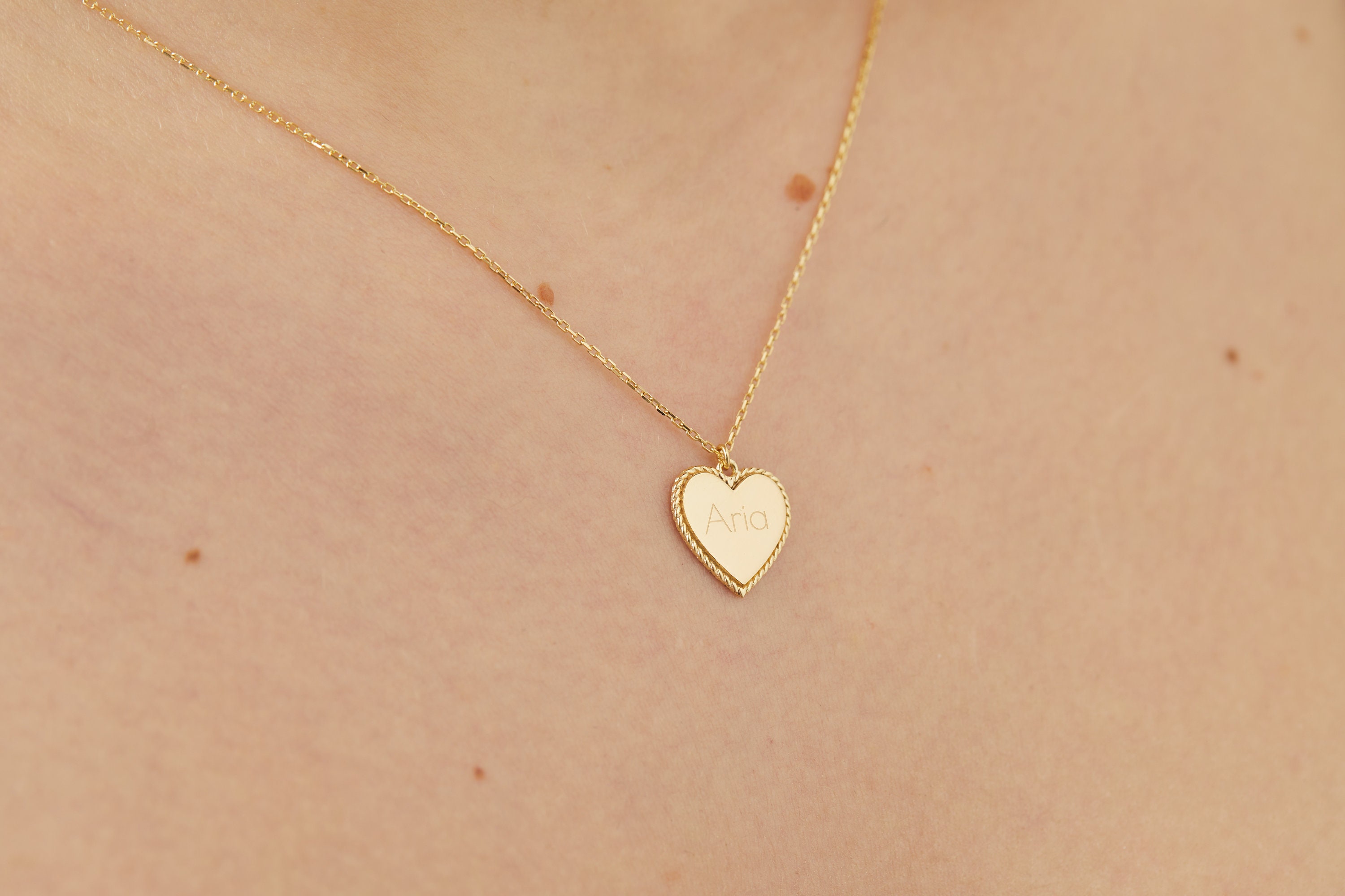 Special Design Heart Necklace Heart Name Necklace in | Etsy