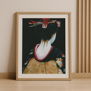 Handmade Print in Japandi Style: Geisha, Japanese Art Print, Japanese Decorative Poster, Asian Art | KOJO Art