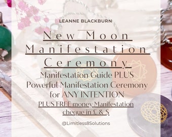 New Moon Manifestation ritual with Printable Manifestation Cheque, law of attraction, LOA, digital download, moon rituals.