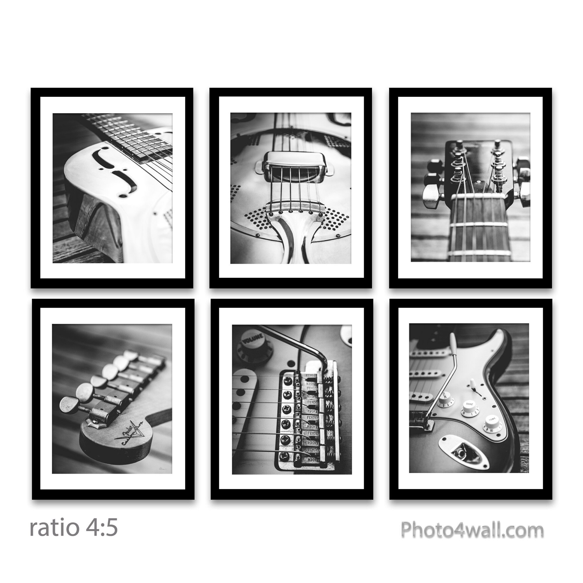 Acoustic Guitar versus Electric Guitar wall decor set of 6 | Etsy